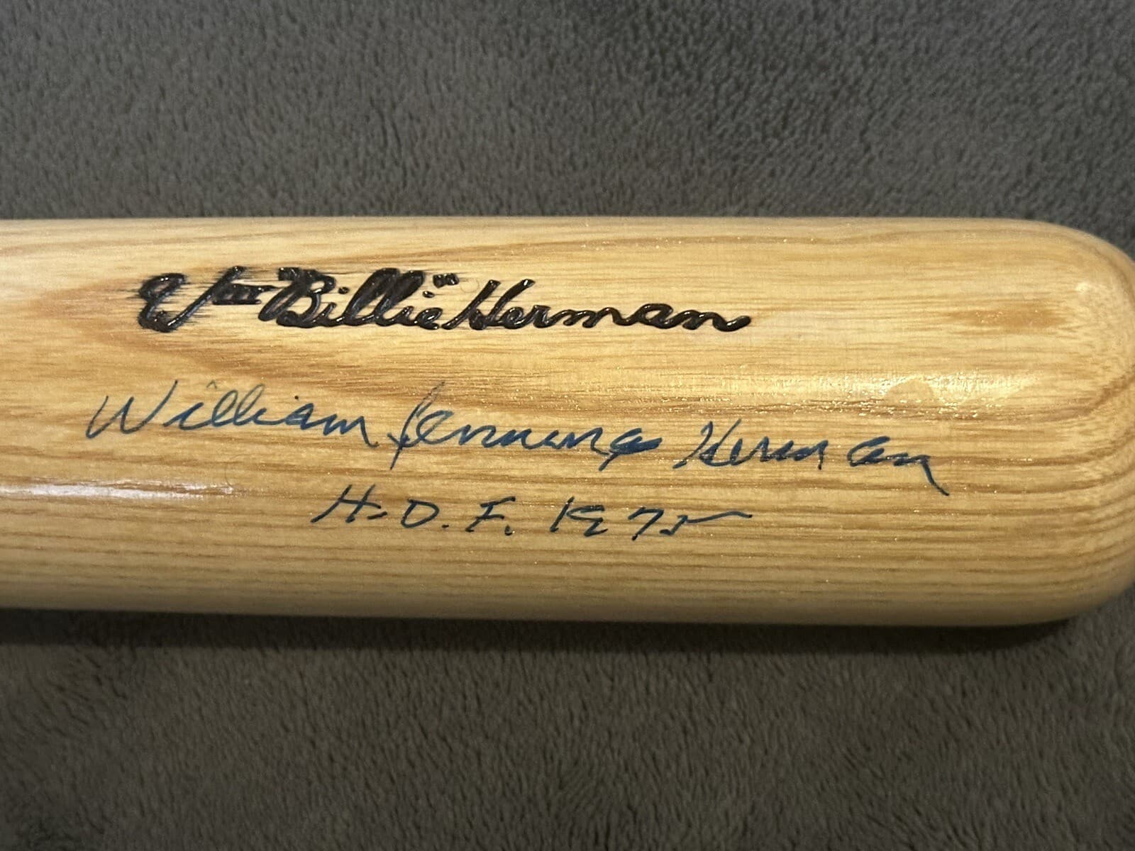 William Jennings Herman HOF 1975 Billy Full Name Signed Bat Full Sized JSA COA - image 2