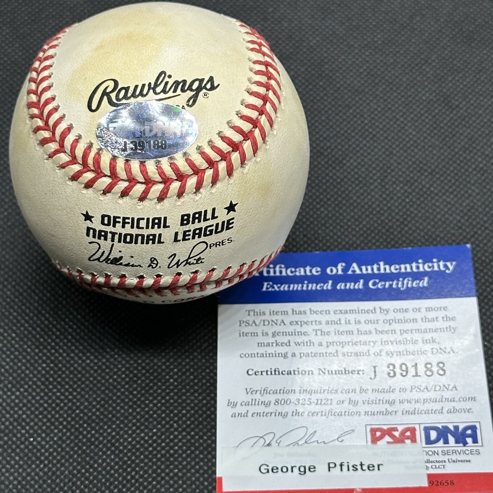 George Pfister Signed Baseball PSA/DNA COA 1952 Brooklyn Dodgers LA - image 2