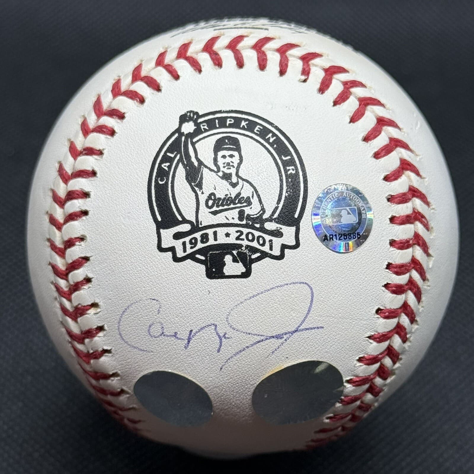 Cal Ripken Jr Signed Retirement Logo Baseball MLB COA HOF Orioles