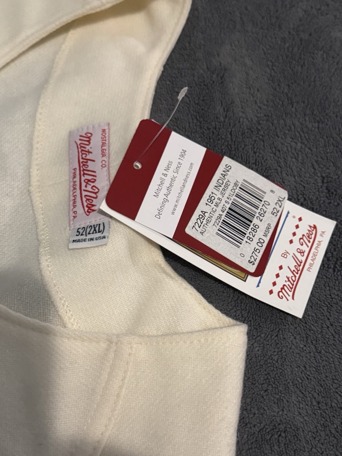 Larry Doby Cleveland Indians Authentic Mitchell & Ness Jersey Size 52 1951 - image 2