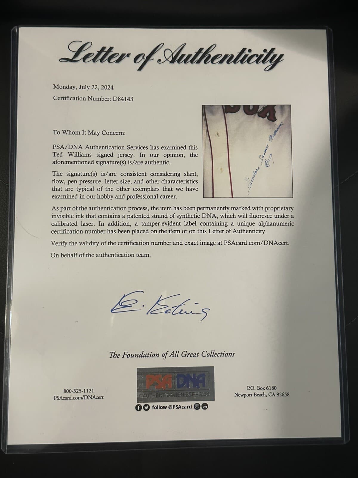 The ONLY Known Ted Williams Full Name #9 Signed Boston Red Sox Jersey PSA COA - image 13