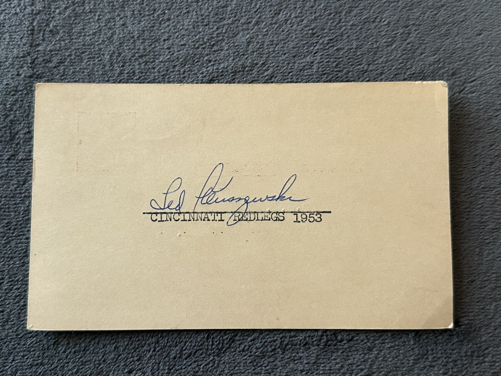Ted Kluszewski Signed 1954 Government Postcard GPC Cincinnati Reds Not Index