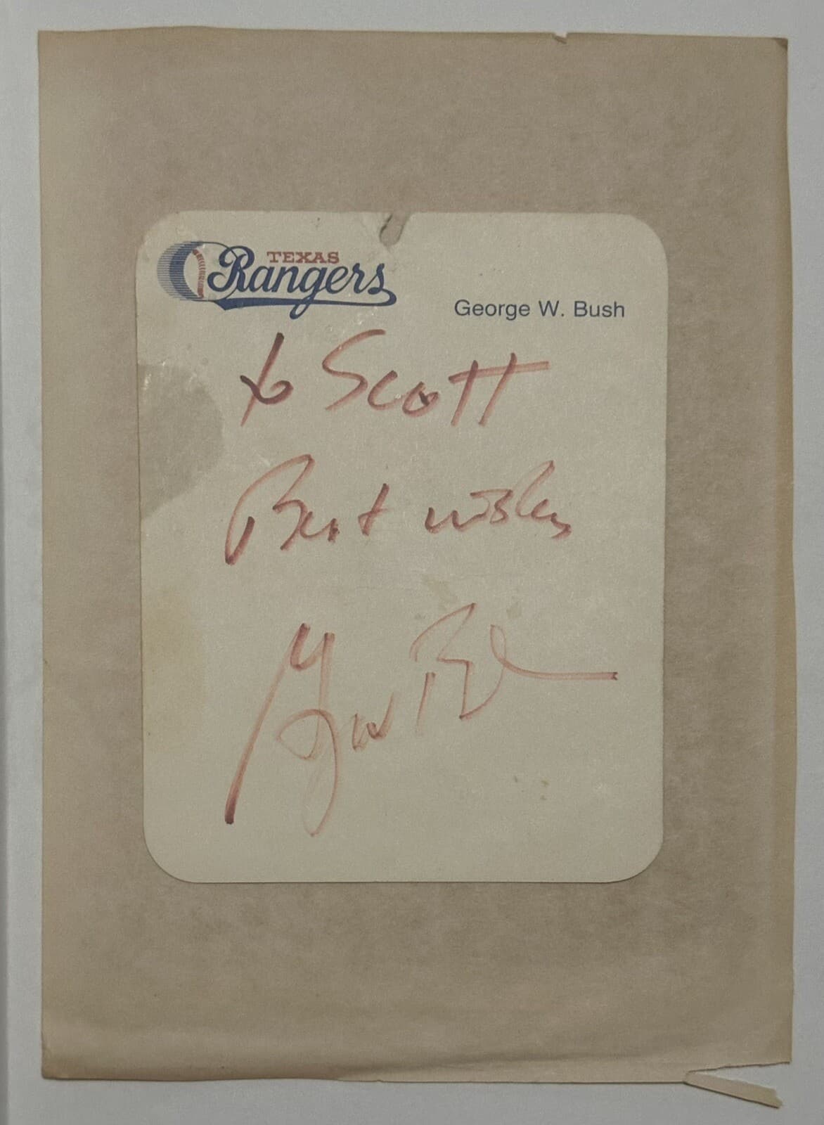 George W Bush Signed Texas Rangers Owner Stationary Note President PSA/DNA LOA