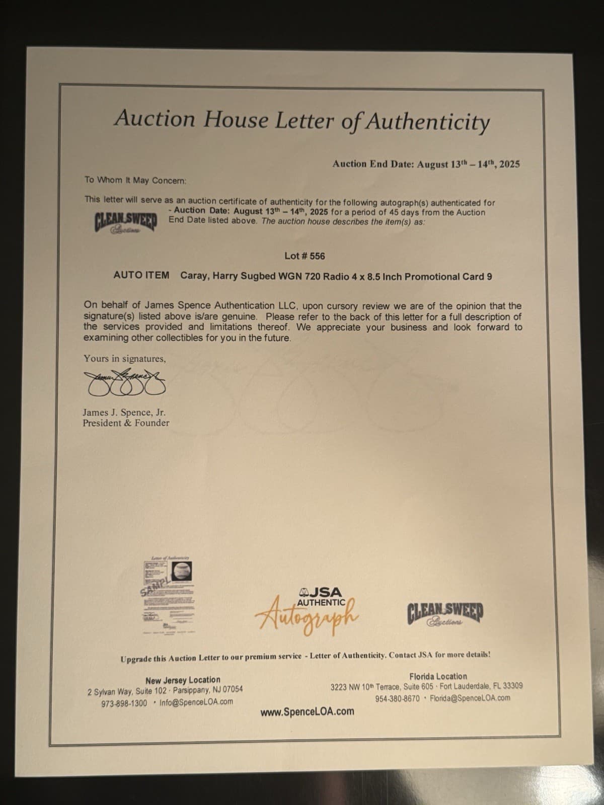 Harry Caray Holy Cow Signed WGN Photo JSA LOA Chicago Cubs Publication Pic HOF - image 2