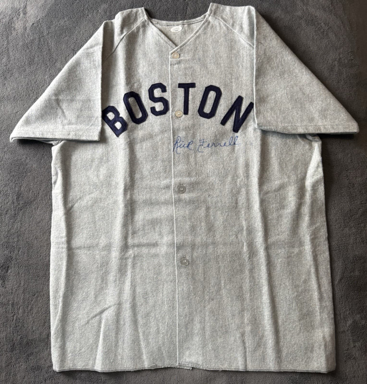 Rick Ferrell Signed Vintage Boston Red Sox Jersey Baseball JSA COA HOF