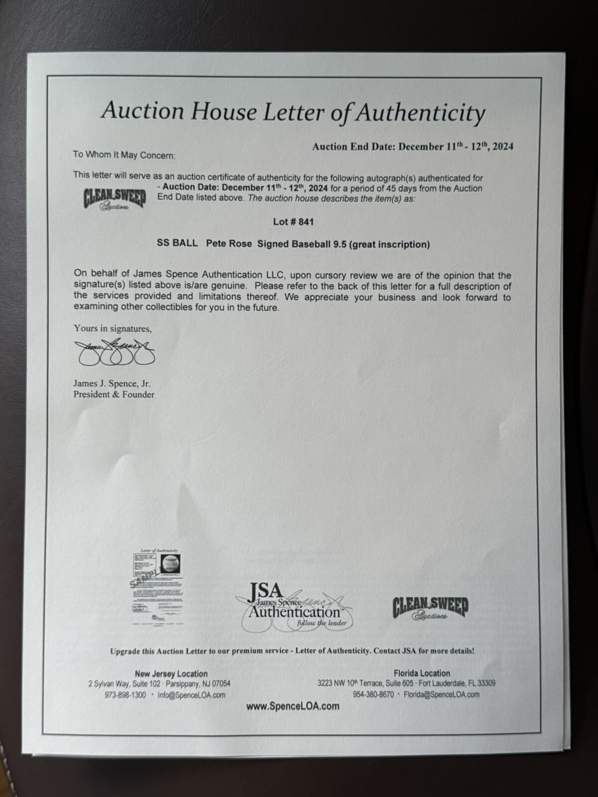 Pete Rose Philadelphia Phillies NL 1979-83 Signed Baseball JSA LOA Reds HOF? - image 3