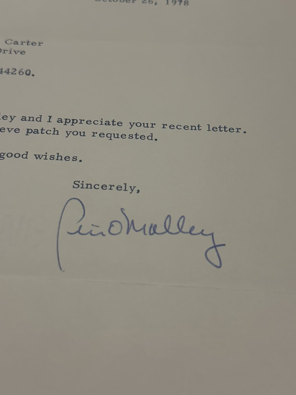 1977 Los Angeles Dodgers Peter O'Malley Signed Letter Rare - image 2