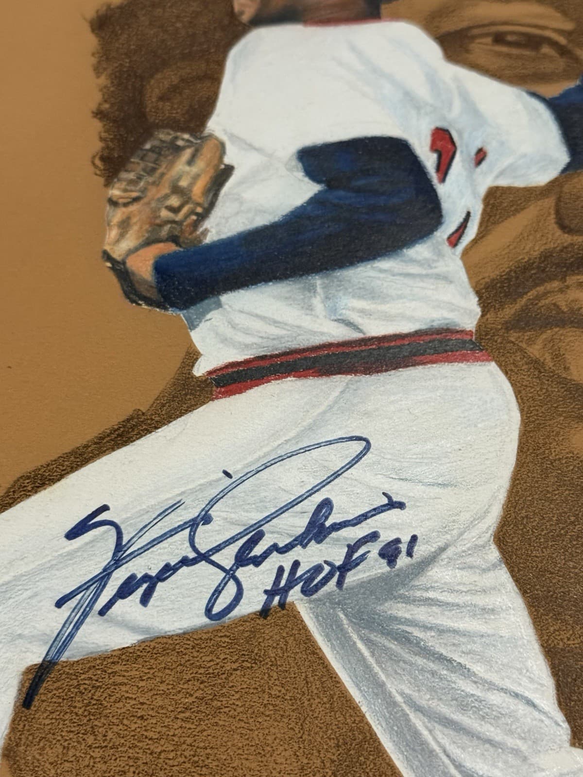 Fergie Jenkins Signed 15x18 ORIGINAL ART Jack Harvey Cubs HOF Not Photo JSA LOA - image 2