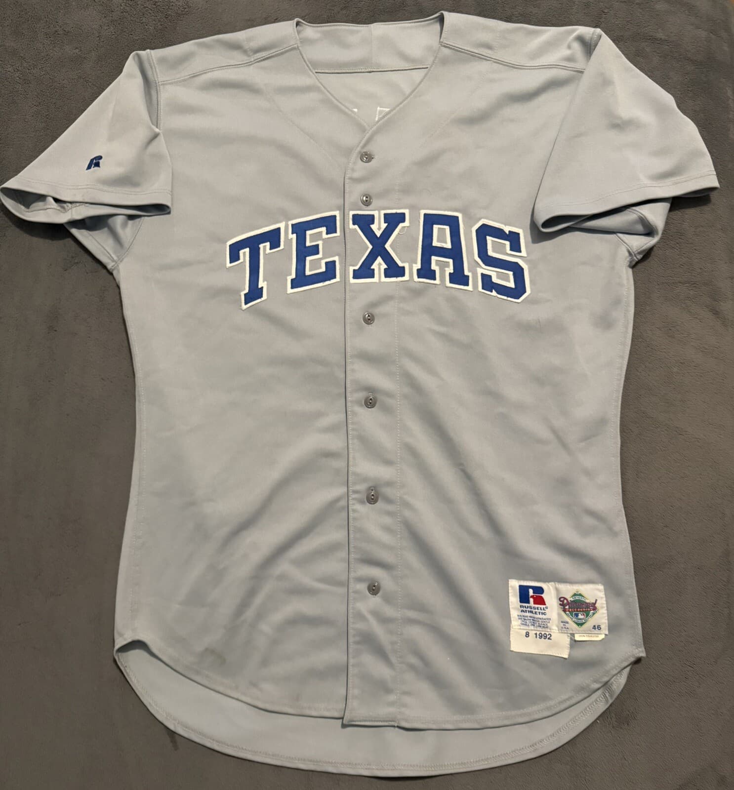 1992 Al Newman Game Used Texas Rangers Jersey Road Grey - image 2