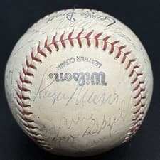 Roger Maris HOFers/Stars Signed Baseball JSA LOA 9x HOFers Banks HOF Yankees