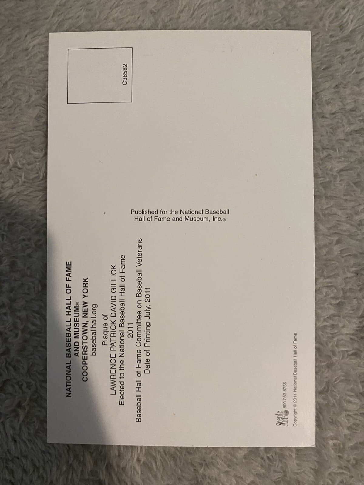 Lawrence Patrick David Gillick Pat Full Name Signed HOF Postcard  Hall of Fame - image 2