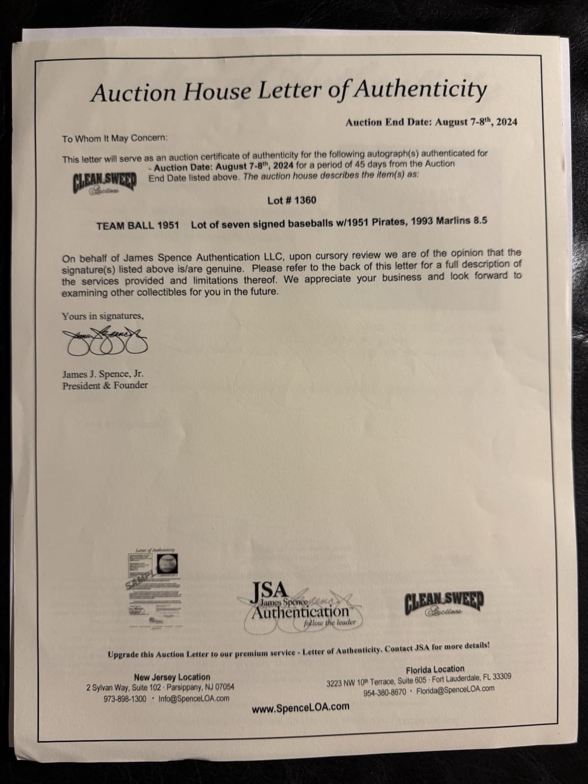 1951 Pittsburgh Pirates Team Signed Baseball Ralph Kiner Danny Murtaugh JSA LOA  - image 7