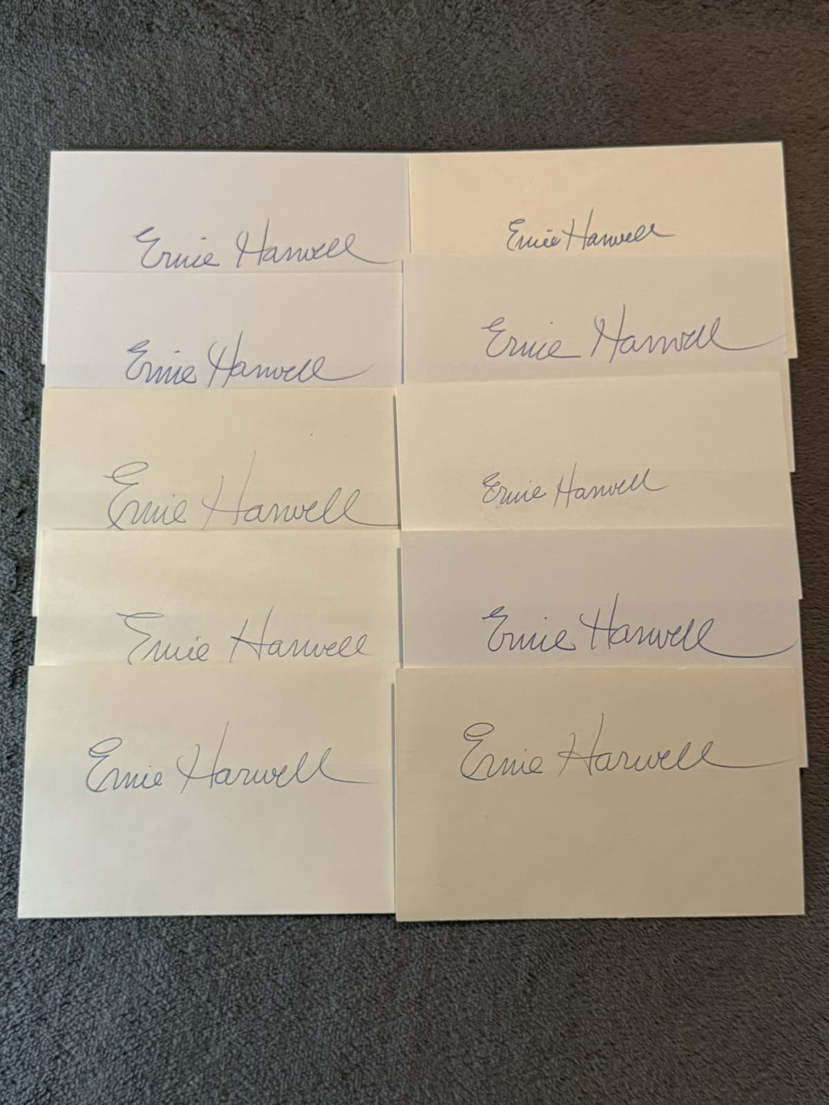 Lot of 10 Ernie Harwell Signed Index Card 3x5 Broadcaster HOF Detroit Tigers 