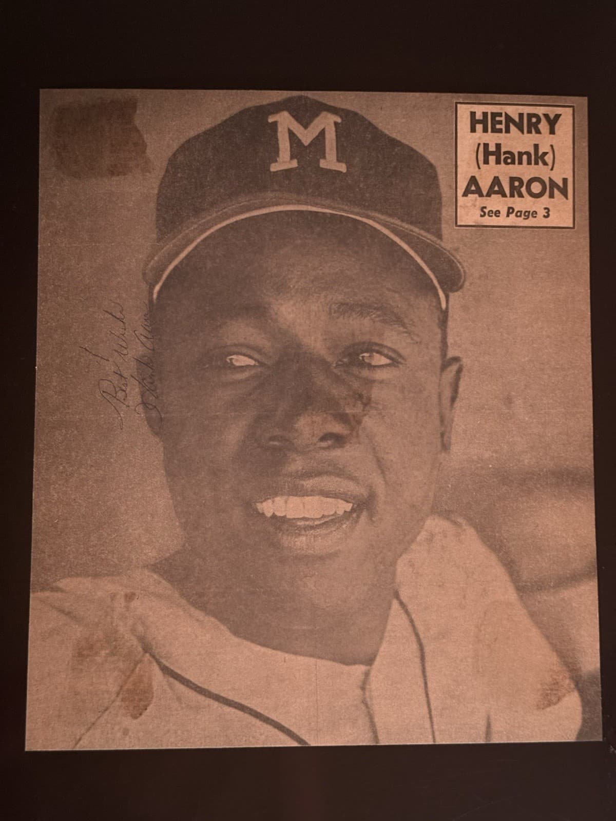 Hank Aaron Vintage Playing Era Signed 8x10 Photo JSA LOA HOF Atlanta Braves