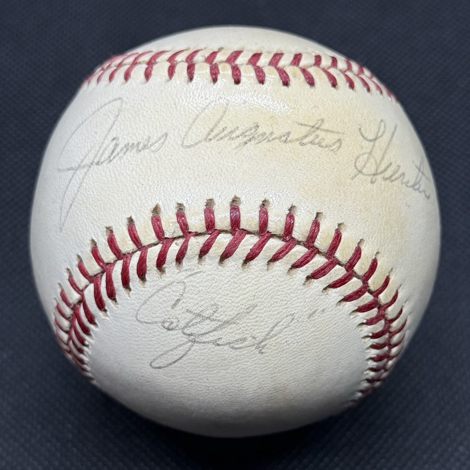 James Augustus Catfish Hunter Full Name Signed Baseball Halper HOF JSA COA