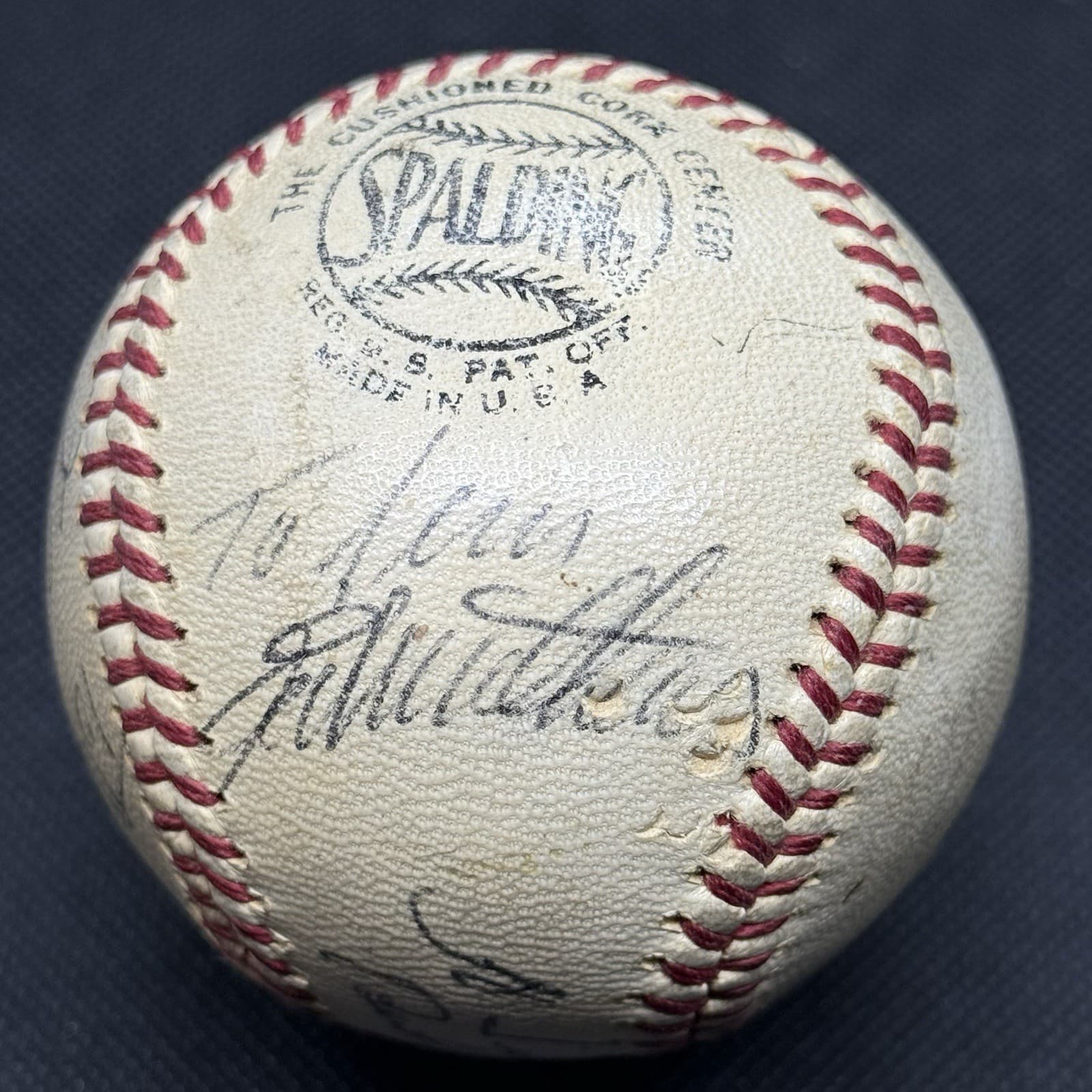 1950s Hank Aaron Eddie Mathews Spahn Signed Baseball Atlanta Braves HOF Playing - image 2