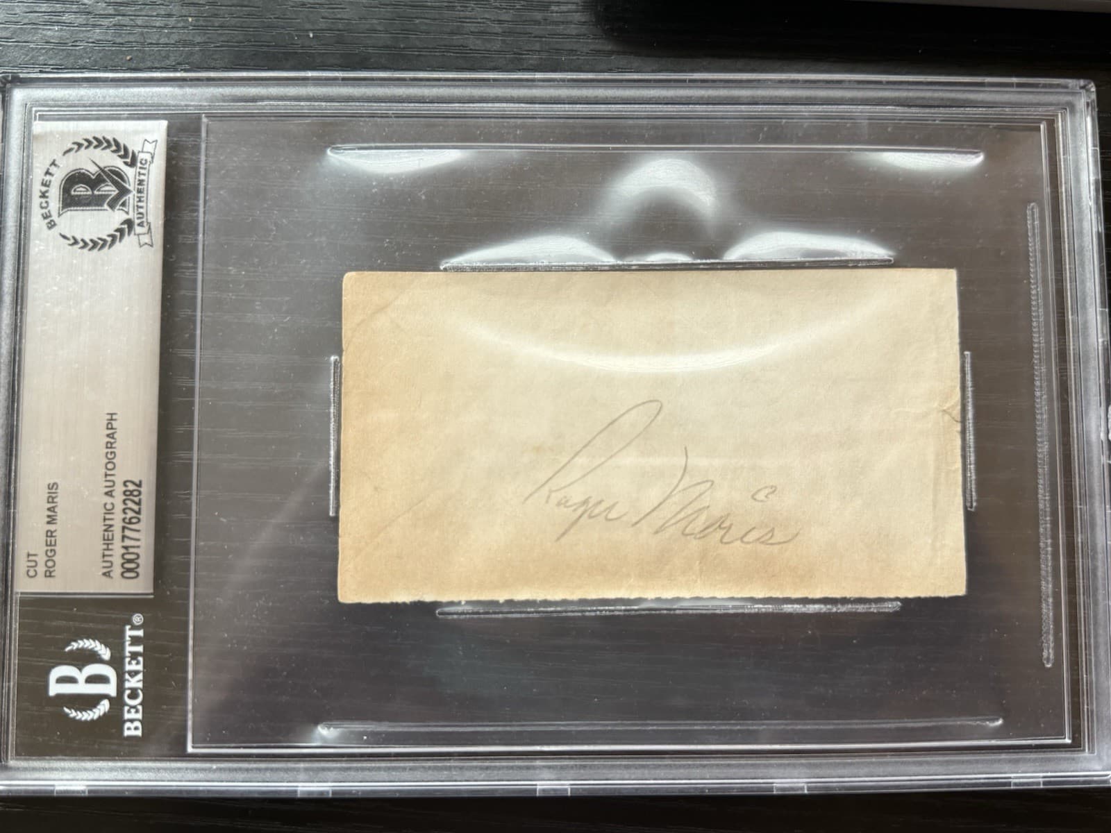 Roger Maris Signed 2x4 Cut Auto Beckett COA Slabbed New York Yankees Not Index