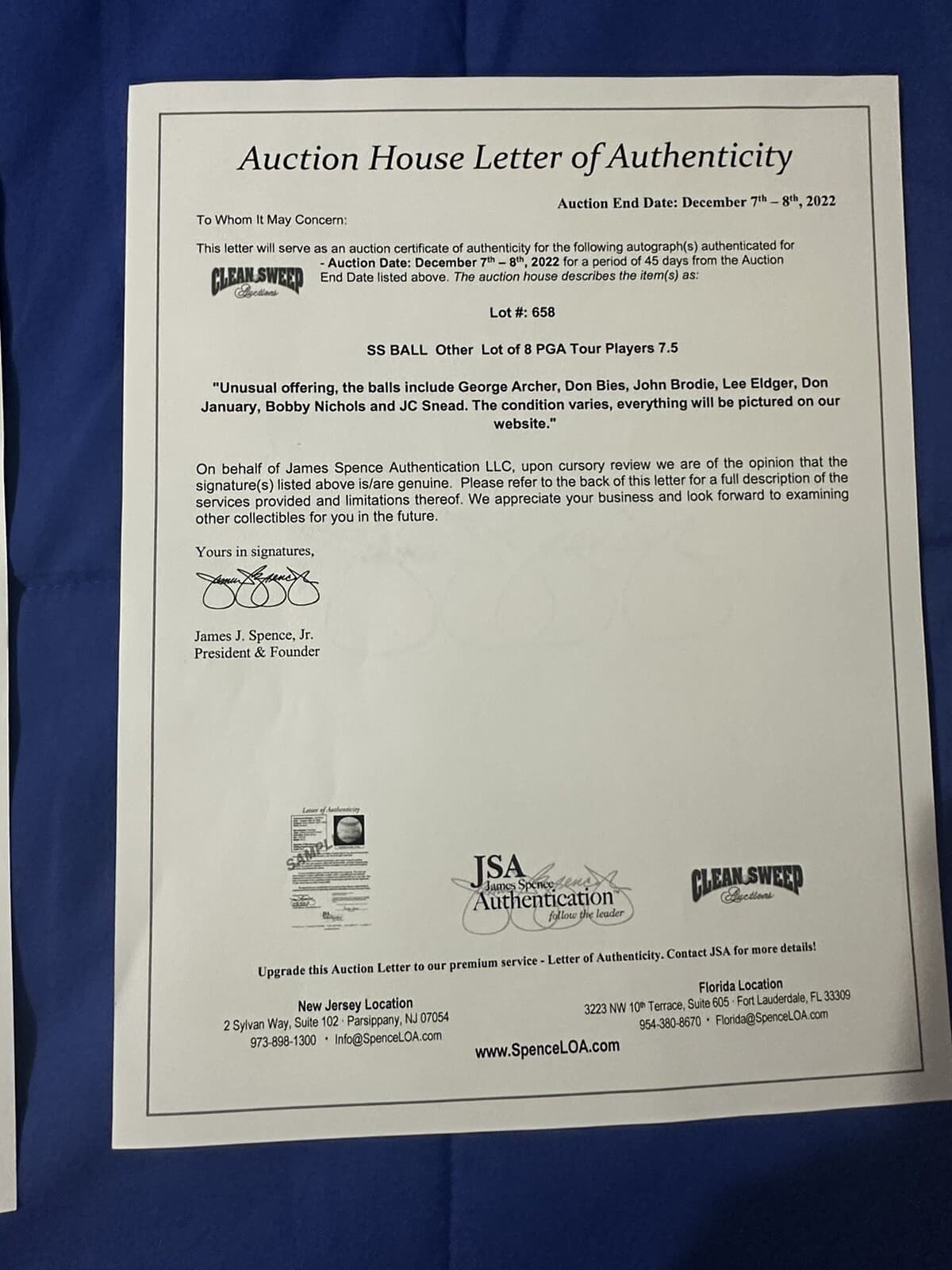 Don January Signed Baseball PGA Tour Golfer Golf Winner JSA LOA PGA Champ - image 3