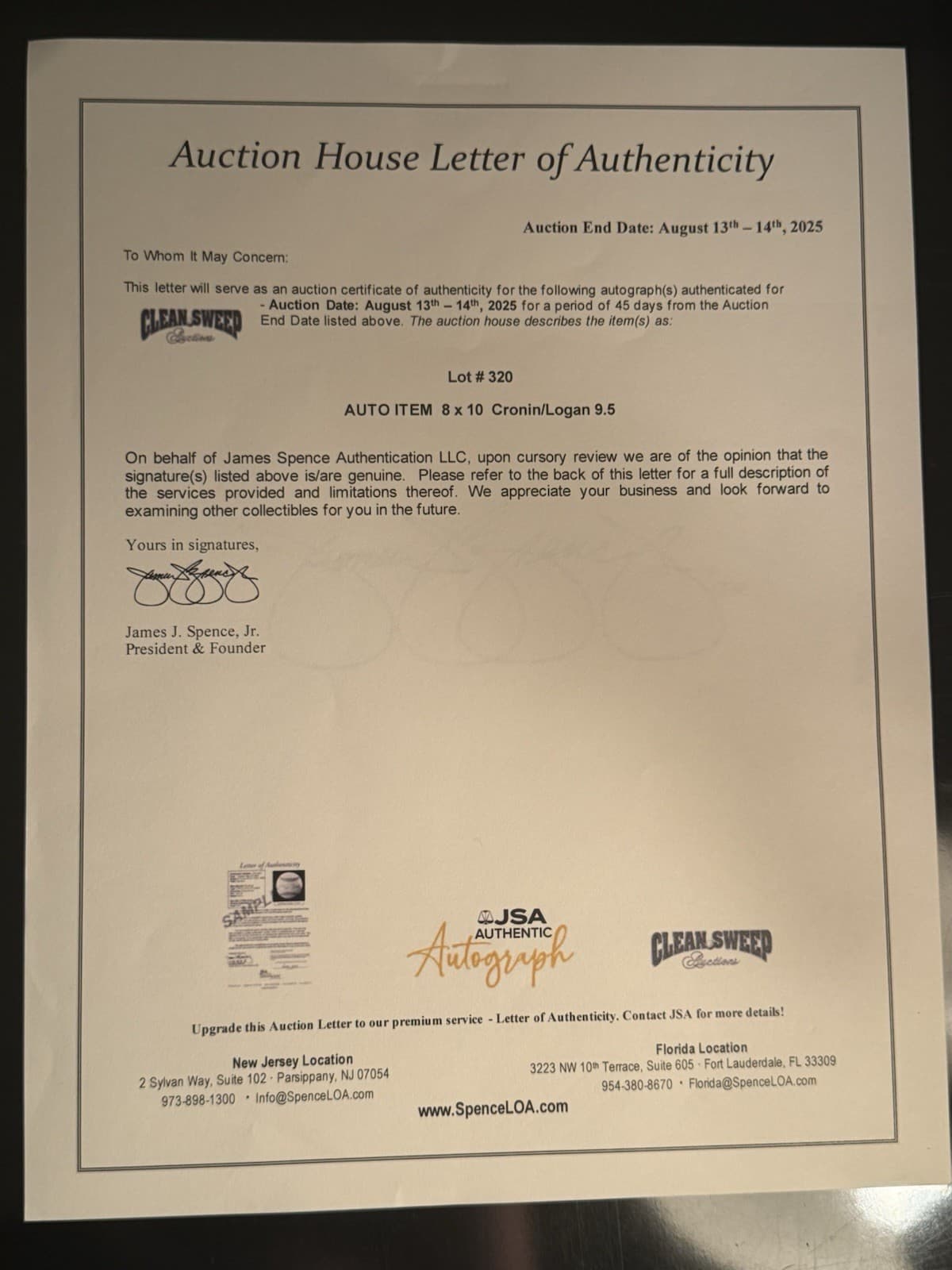 Joe Cronin Johnny Logan Signed 8x10 Photo JSA LOA HOF Boston Red Sox Braves - image 2