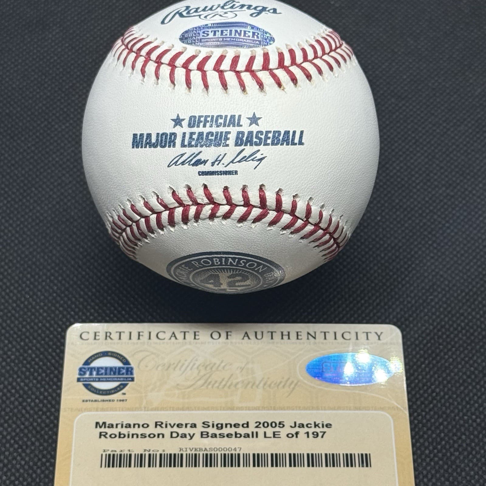Mariano Rivera Signed Jackie Robinson 42 Logo Baseball Steiner COA 2005 Yankees  - image 2