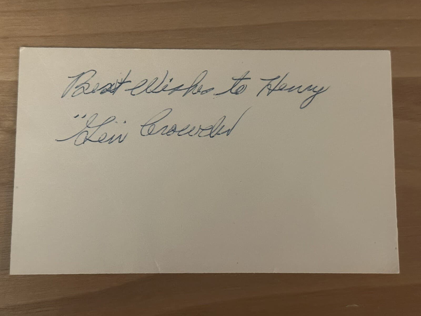 Alvin General Crowder Signed Index Card 3x5 20 Game Winner RARE Senators Tigers