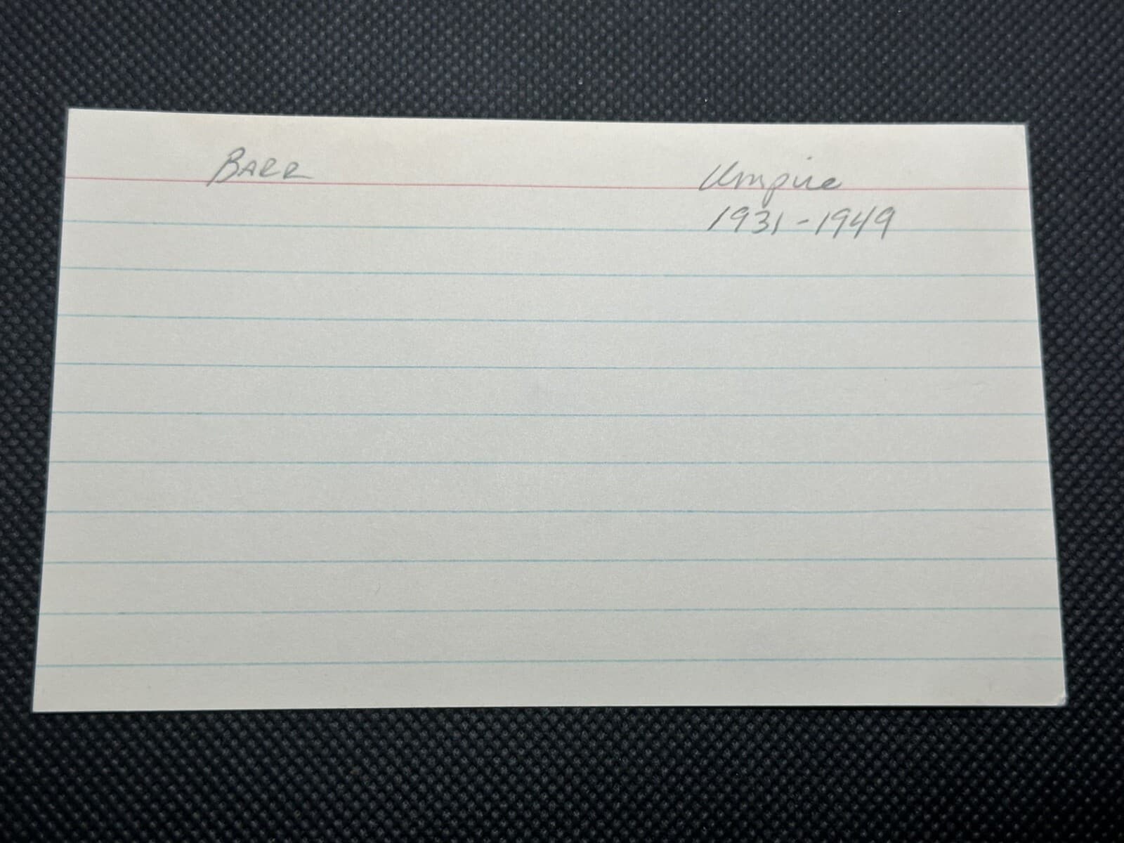 George Barr Signed Index Card 3x5 Umpire - image 2