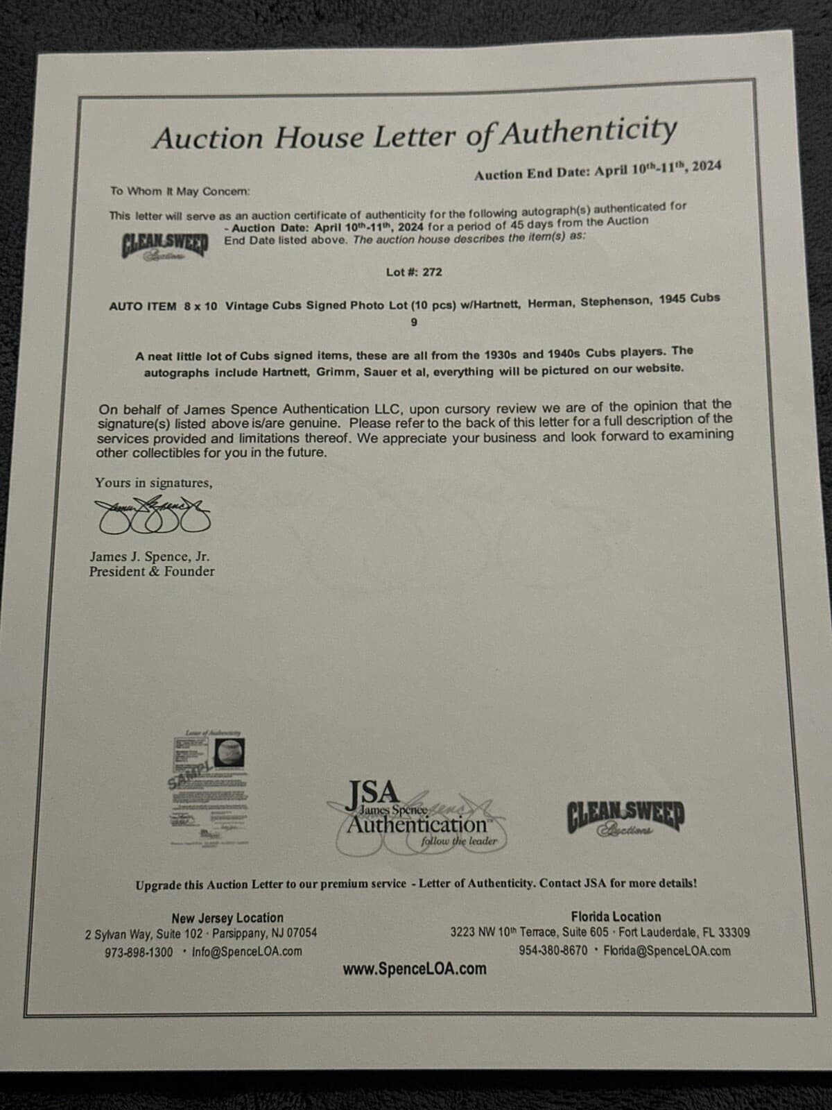 Cubs Multi Signed 6x9 Photo JSA LOA Frey, Stainback, Cavaretta, O'dea, Marty  - image 3