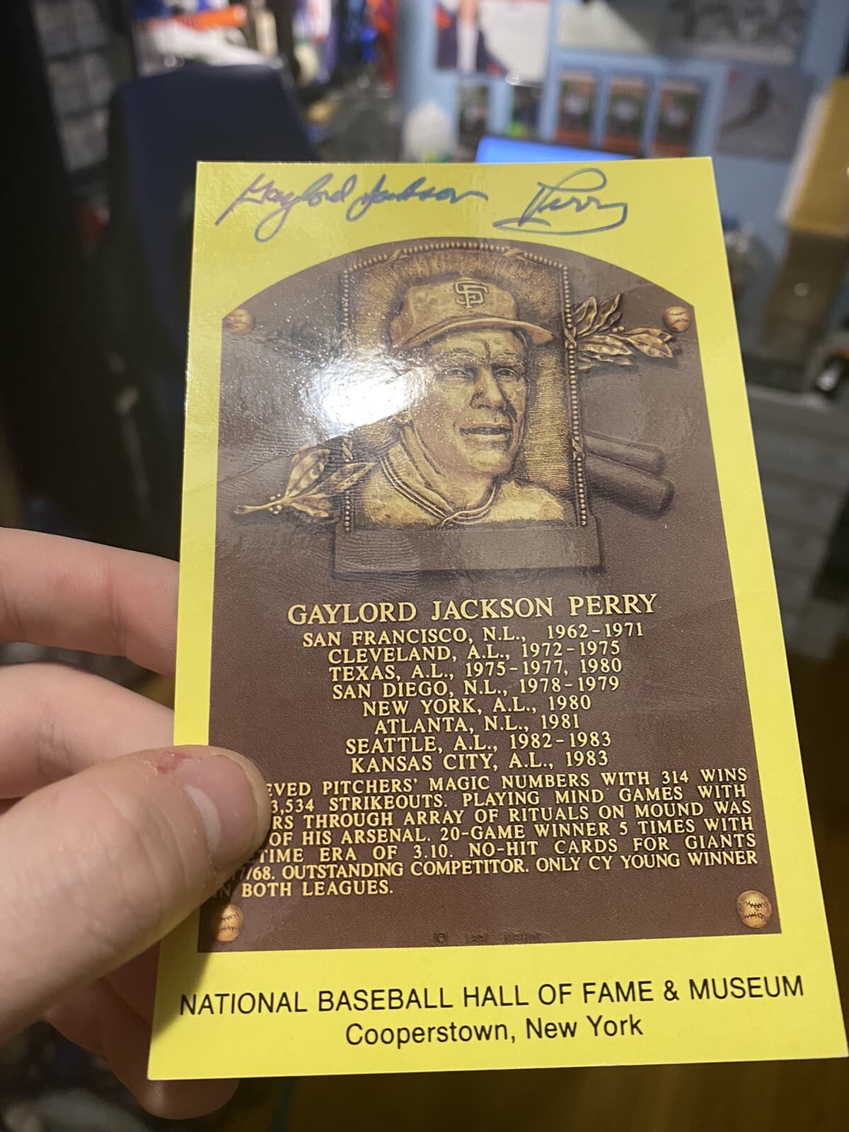 Gaylord Jackson Perry Full Name Signed HOF Postcard Plaque Hall of Fame RARE! - image 3