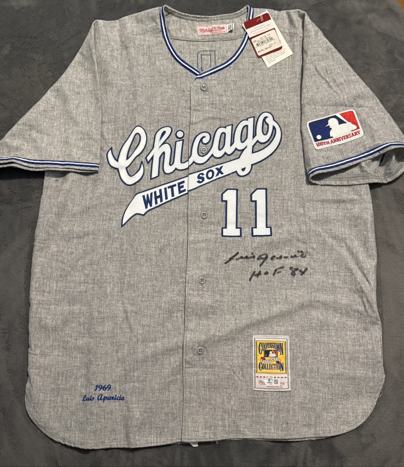Luis Aparicio HOF 84 Signed Authentic Mitchell Ness White Sox Jersey Beckett COA
