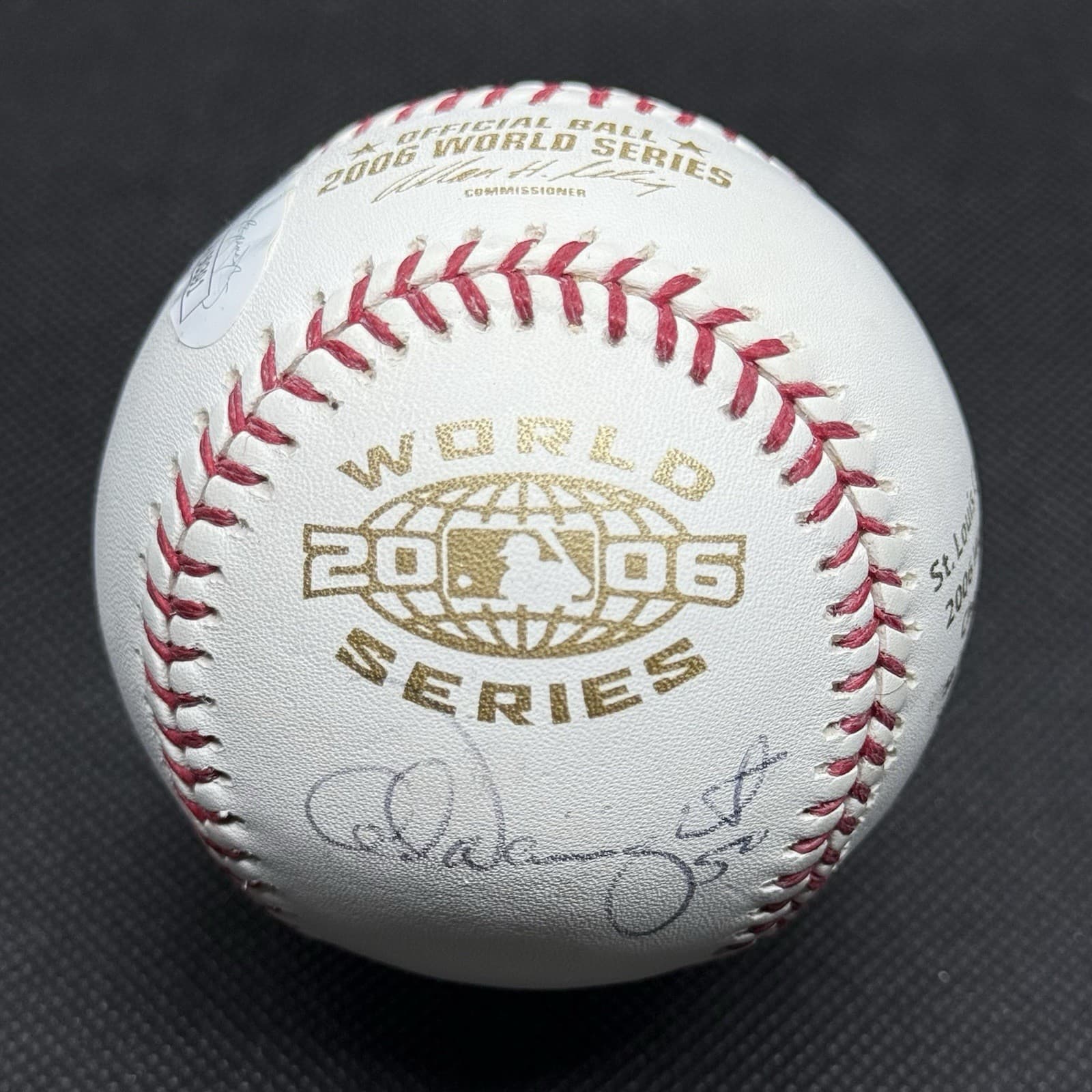 Adam Wainwright Signed 2006 World Series Logo Baseball JSA COA Cardinals
