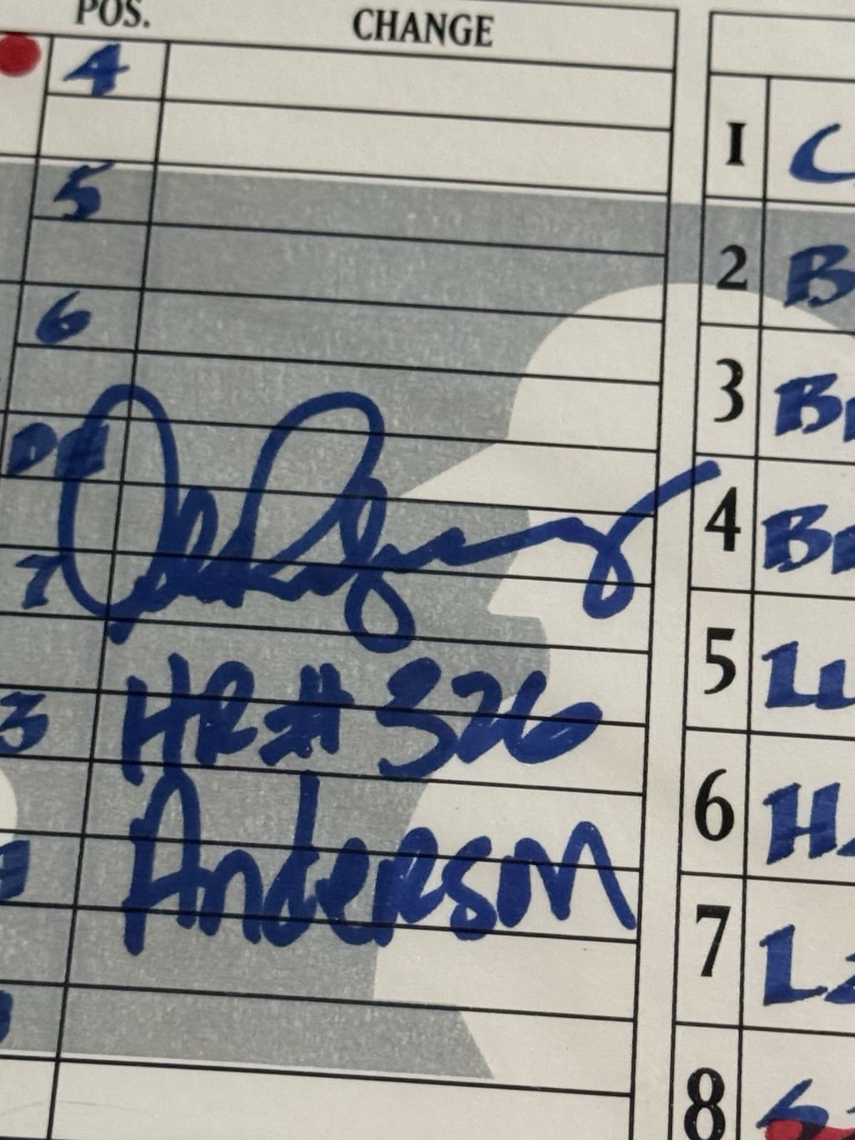 Alex Rodriguez HR #326 Texas Rangers Game Used Signed Lineup Card JSA LOA 8/3/03 - image 2