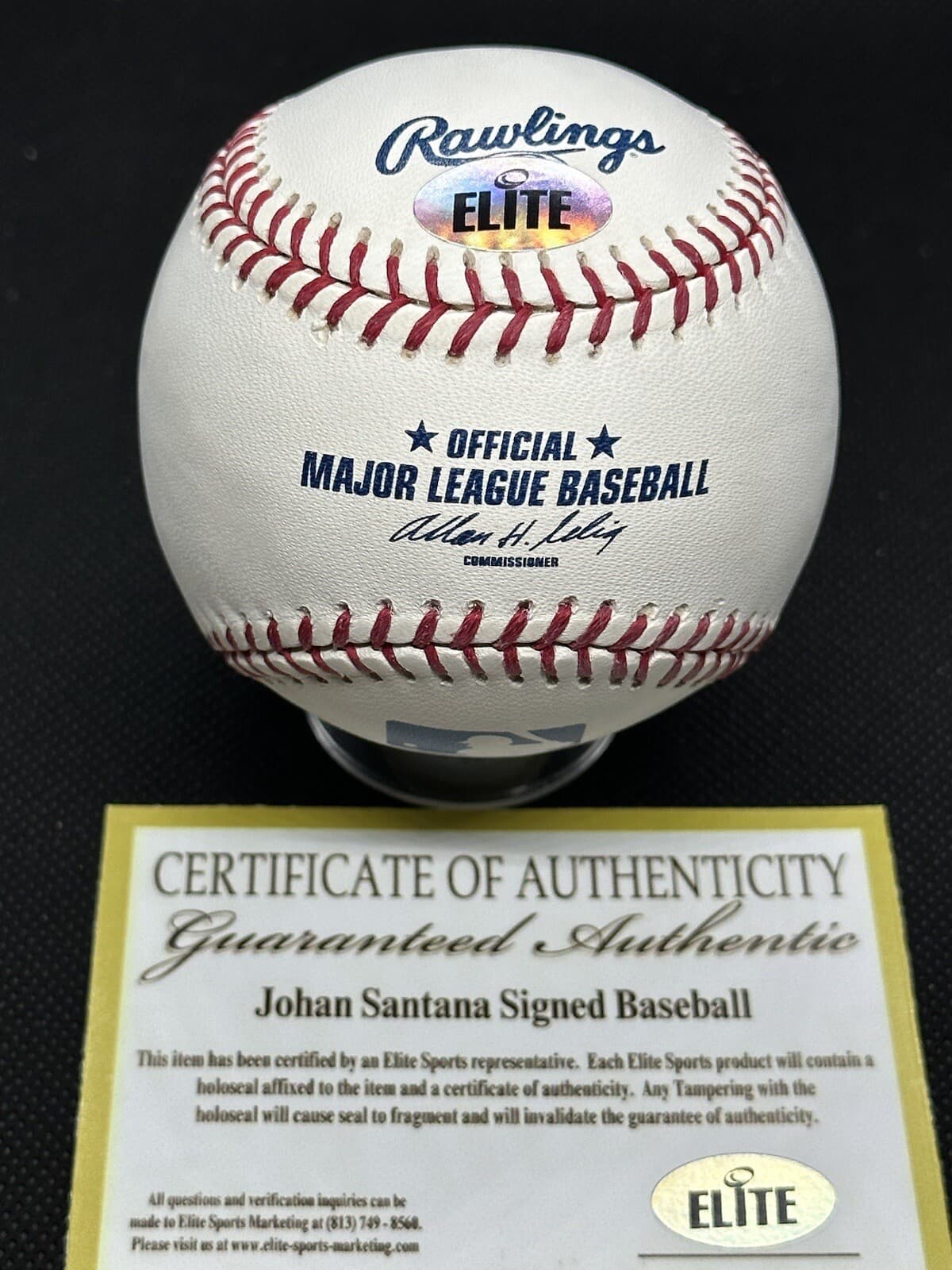 Johan Santana Signed Baseball Elite COA New York Mets Minnesota Twins HOF - image 2
