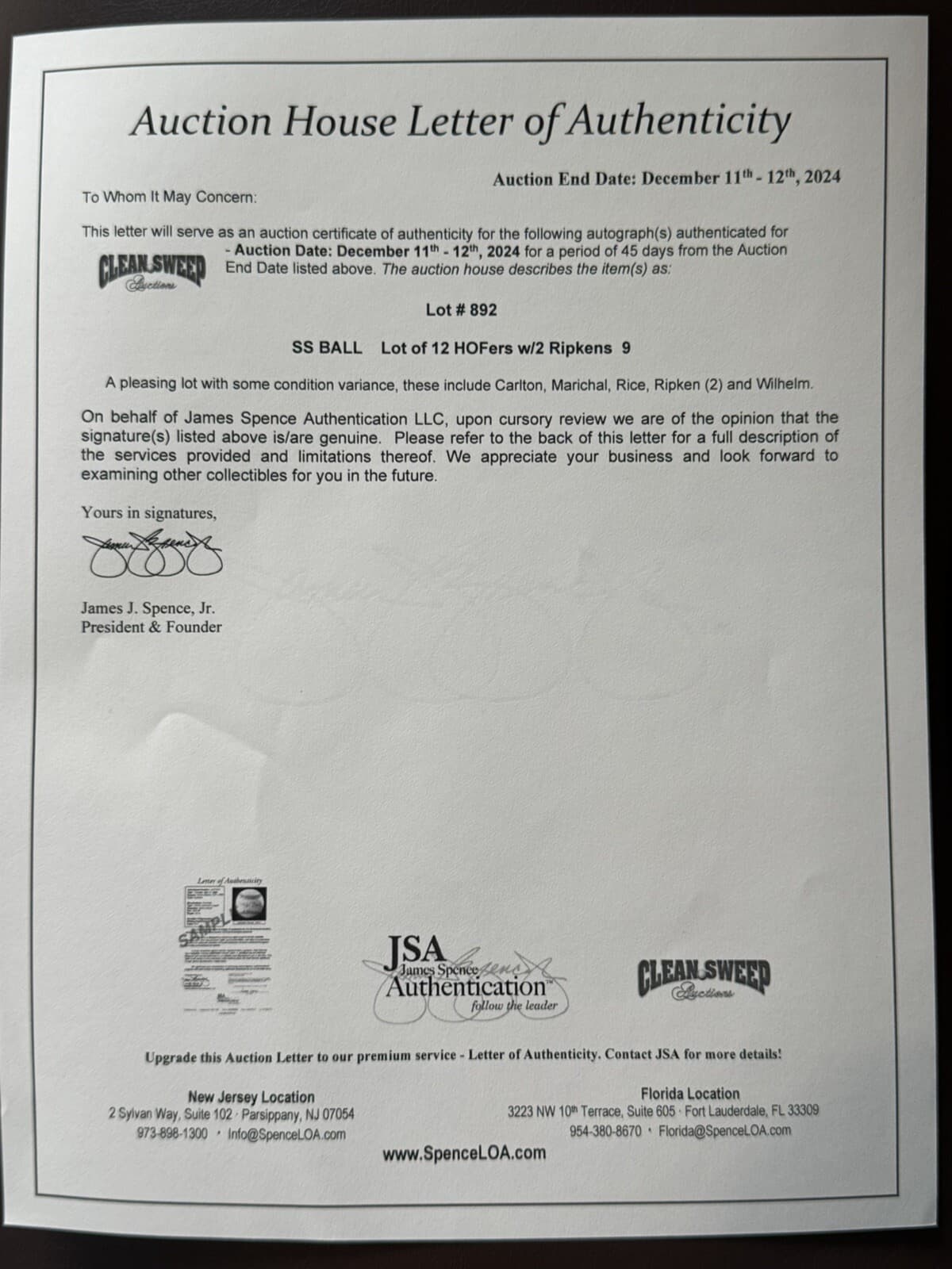 Phil Rizzuto Signed Baseball JSA LOA New York Yankees HOF - image 3