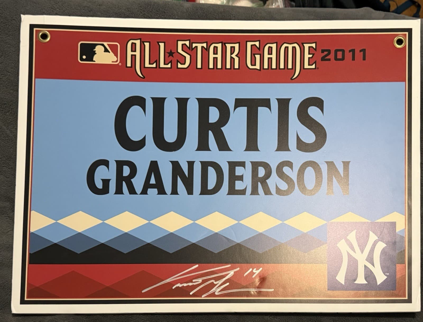 Curtis Granderson Signed 2011 All Star Game Game Used Name Card HUGE! Yankees