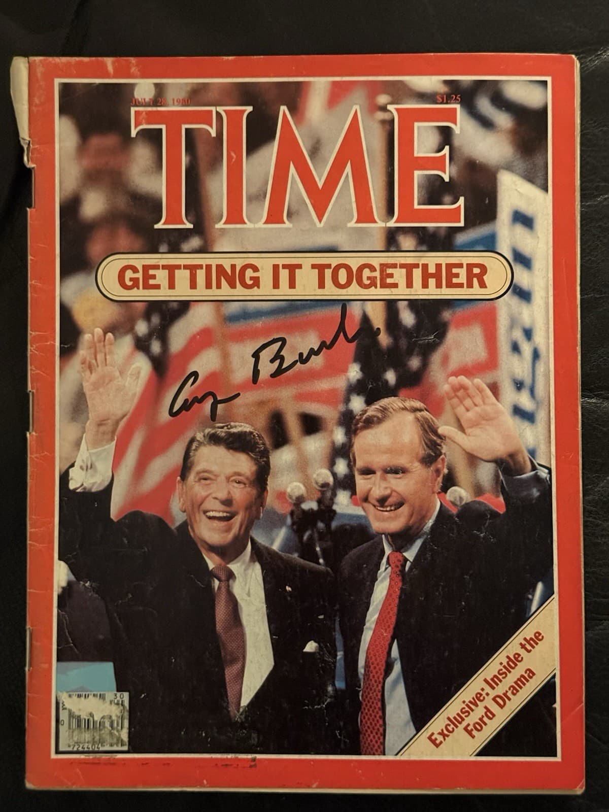 President George HW Bush Signed Time Magazine 41st Pres Reagan VP Beckett LOA