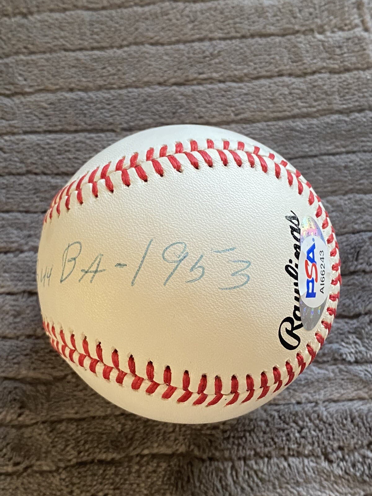 RARE Carl Furillo Signed Baseball Inscribed 344 BA 1953 Brooklyn Dodgers PSA COA - image 3