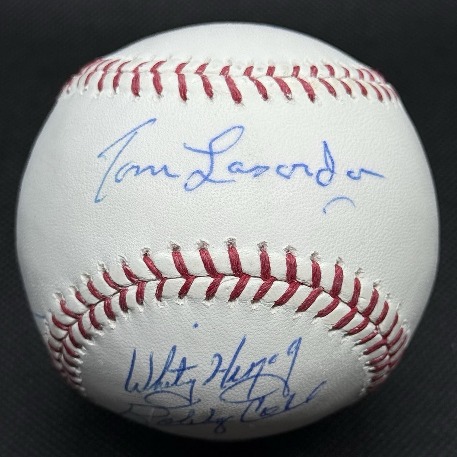 7 Hall of Fame Managers Lasorda Torre Cox LaRussa Herzog Signed Baseball JSA LOA