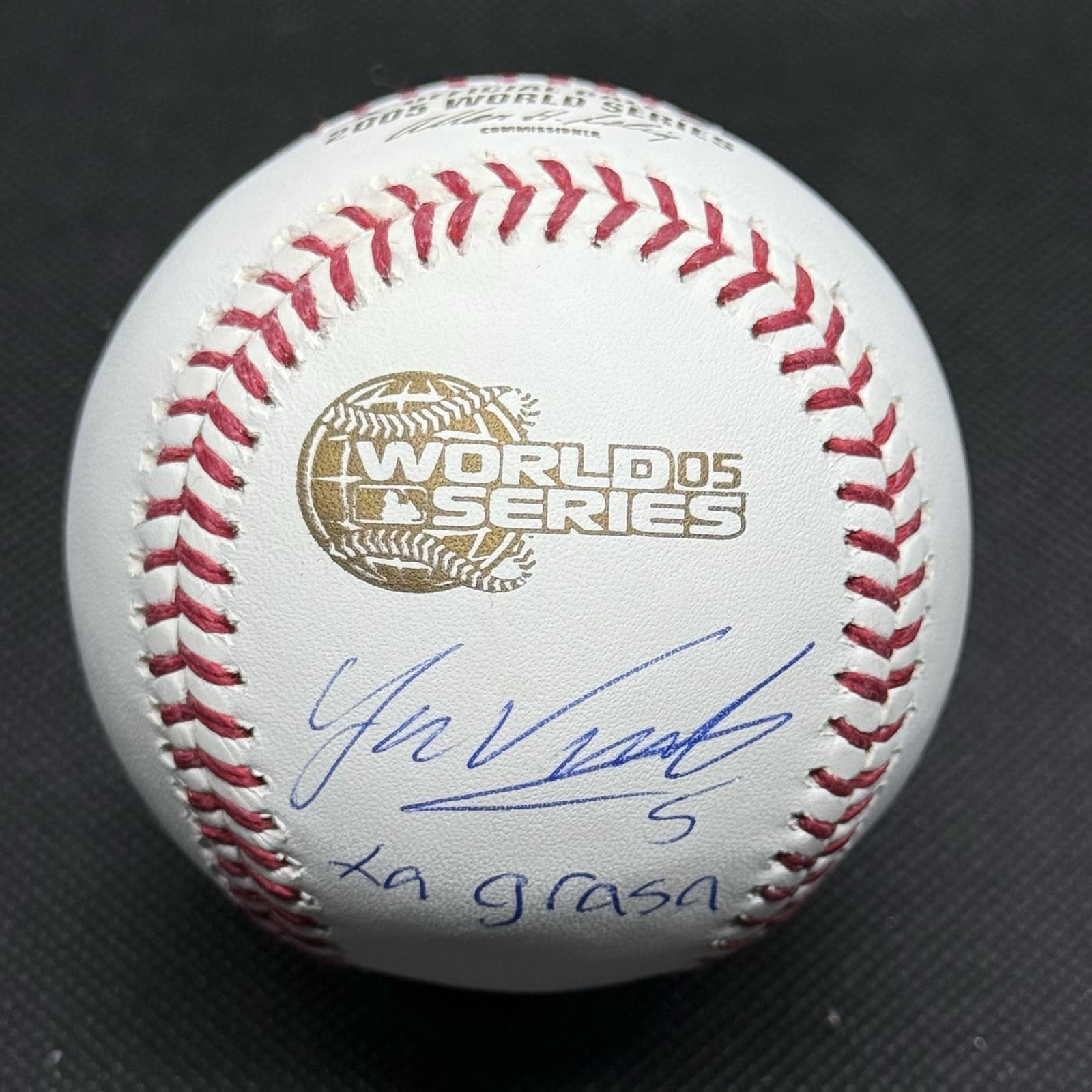 Juan Uribe La Grasa Signed 2005 World Series Logo Baseball JSA COA  White Sox