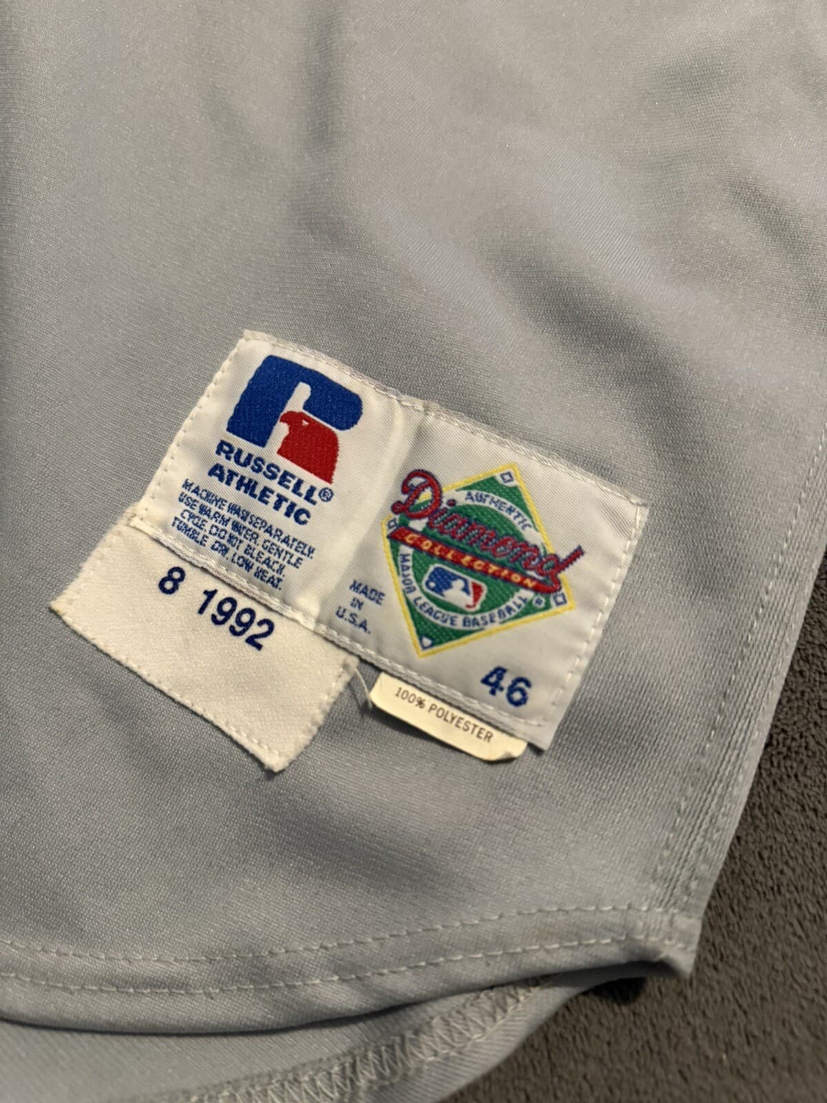 1992 Al Newman Game Used Texas Rangers Jersey Road Grey - image 3