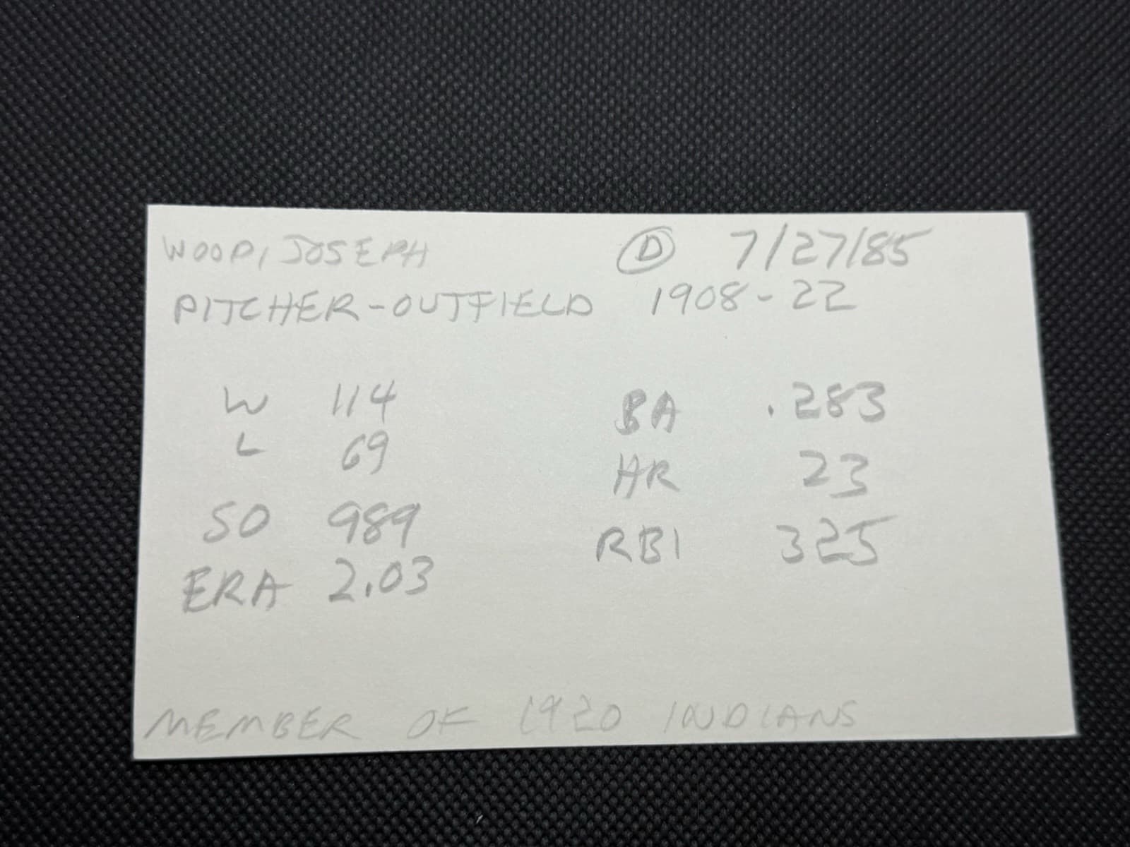 Smoky Joe Wood Signed Index Card 3x5 Boston Red Sox 1908 1912 JSA LOA Not HOF - image 4