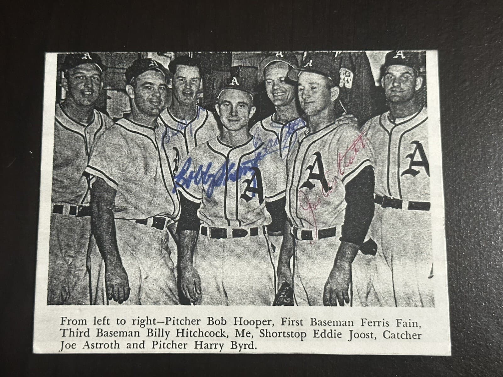 Philadelphia A's Team Signed 3x5 Photo Fain Shantz Joost Astroth Hitchcock