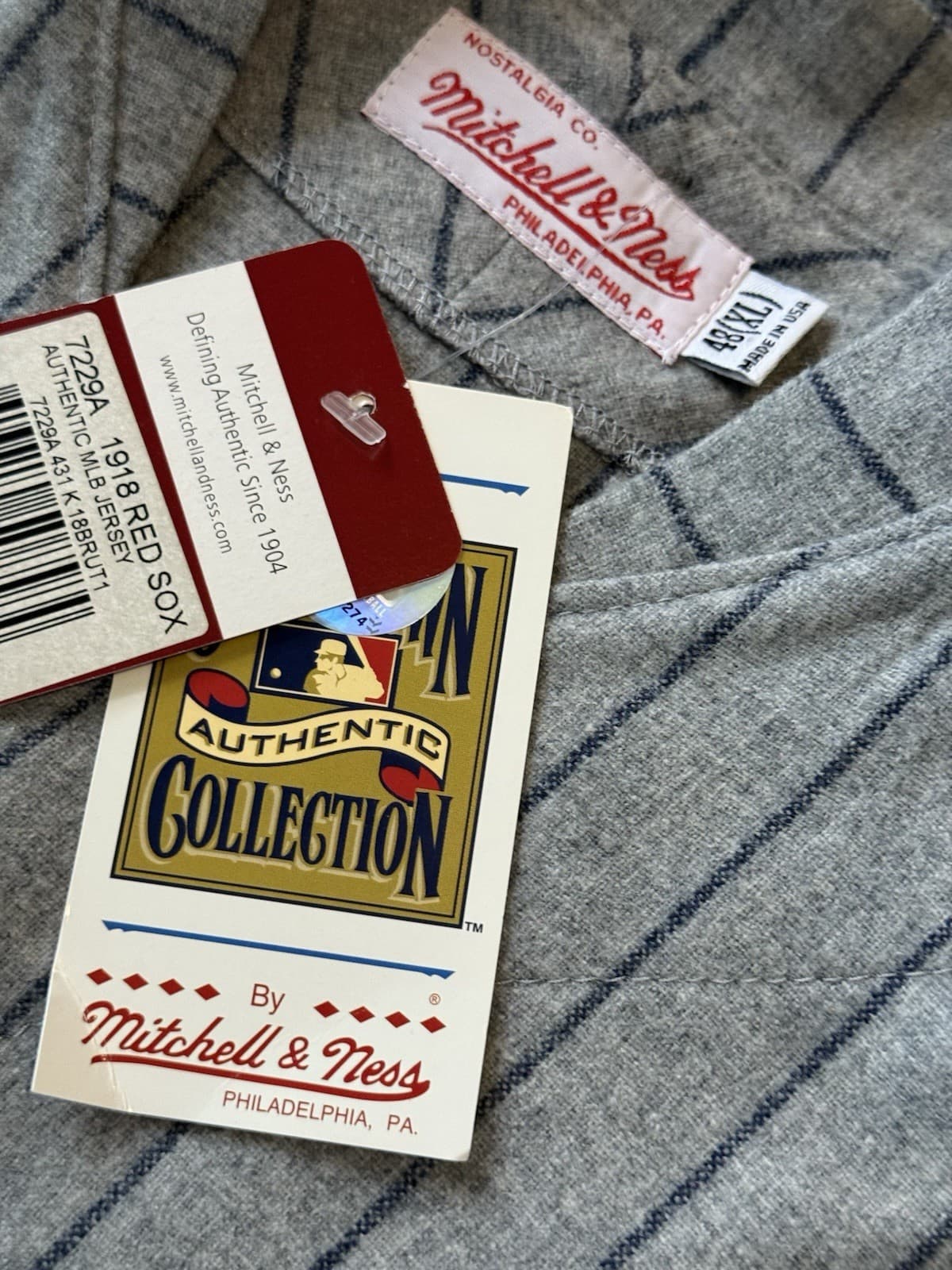 1918 Babe Ruth Boston Red Sox Authentic Mitchell & Ness Jersey Size 48 XL Yankee - image 2