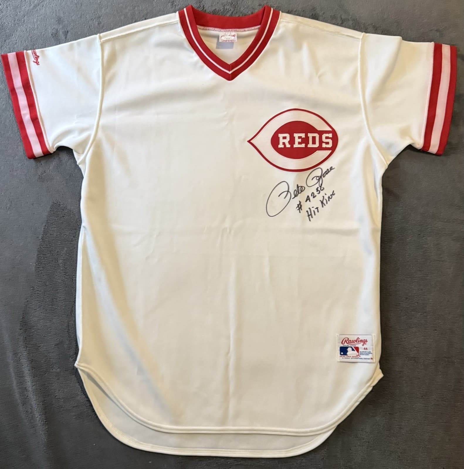 Pete Rose Signed Cincinnati Reds Jersey Baseball Rawlings 4256 Hit King JSA COA