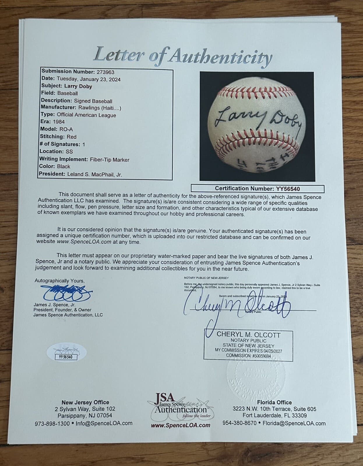 Larry Doby I was the first black player in the AL Signed Baseball HOF JSA LOA - image 7