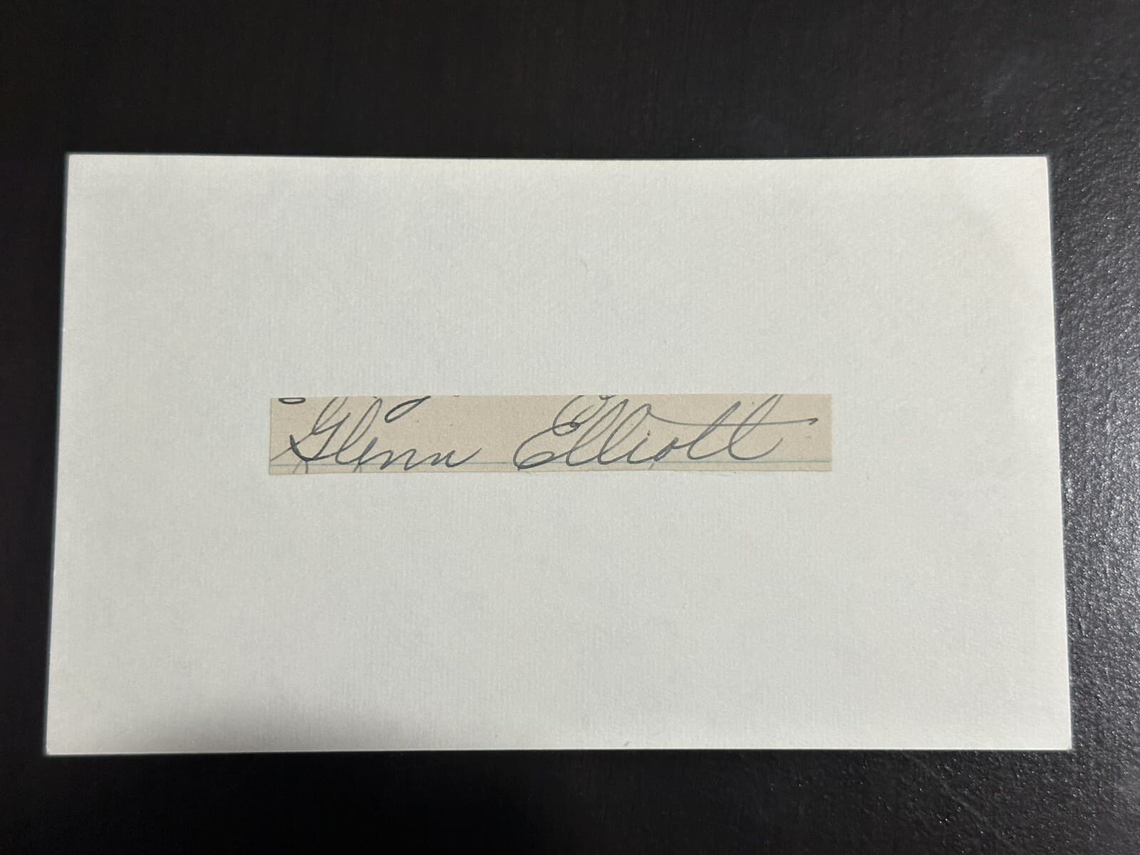 Glenn Elliott Signed Index Card Cut 3x5 Boston Braves Jackie Robinson's 1st Hit