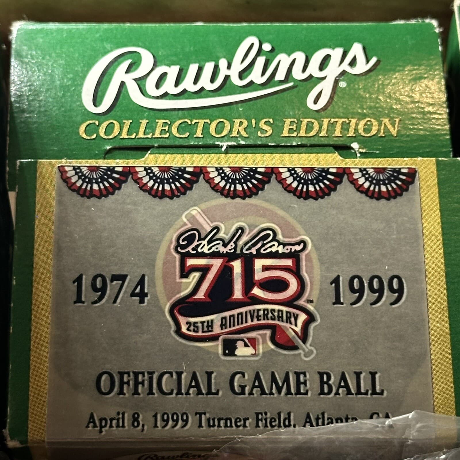 1999 Hank Aaron 715 25th Anniversary Rawlings Official Logo Baseball Commem BOX - image 3
