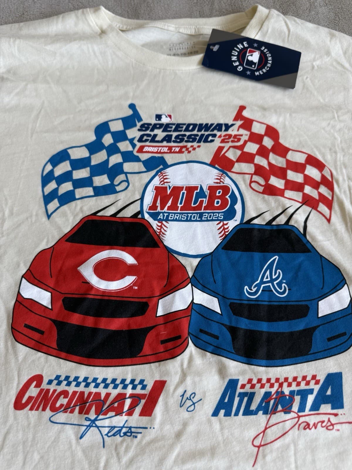 MLB SPEEDWAY CLASSIC T Shirt Youth XL Cincinnati Reds ATL Braves Bristol 8/2/25 - image 2