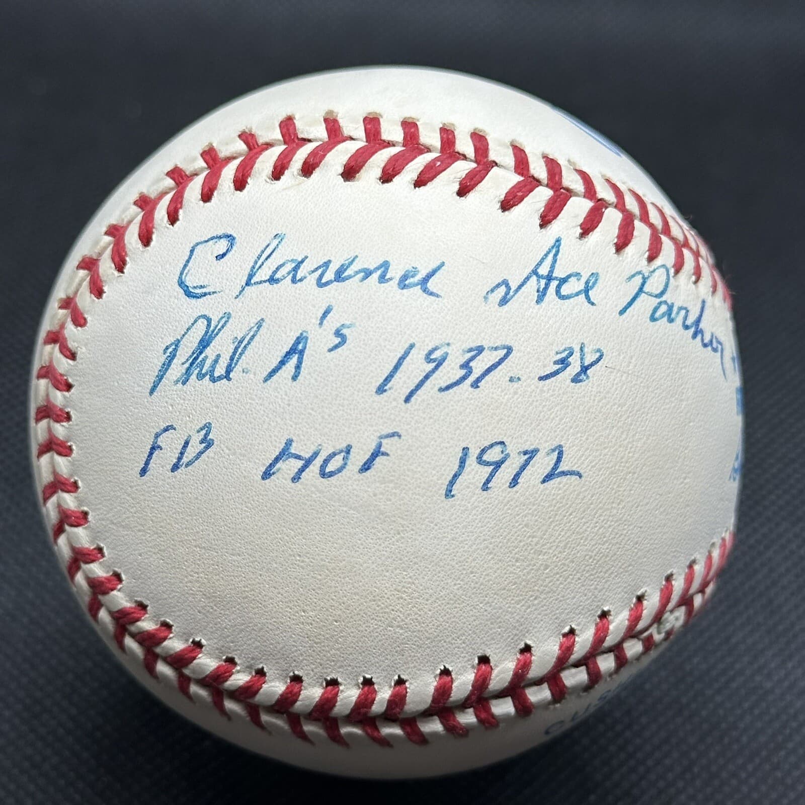 Clarence Ace Parker Football HOF 1972 Signed Baseball JSA LOA Phil A’s 1937/38