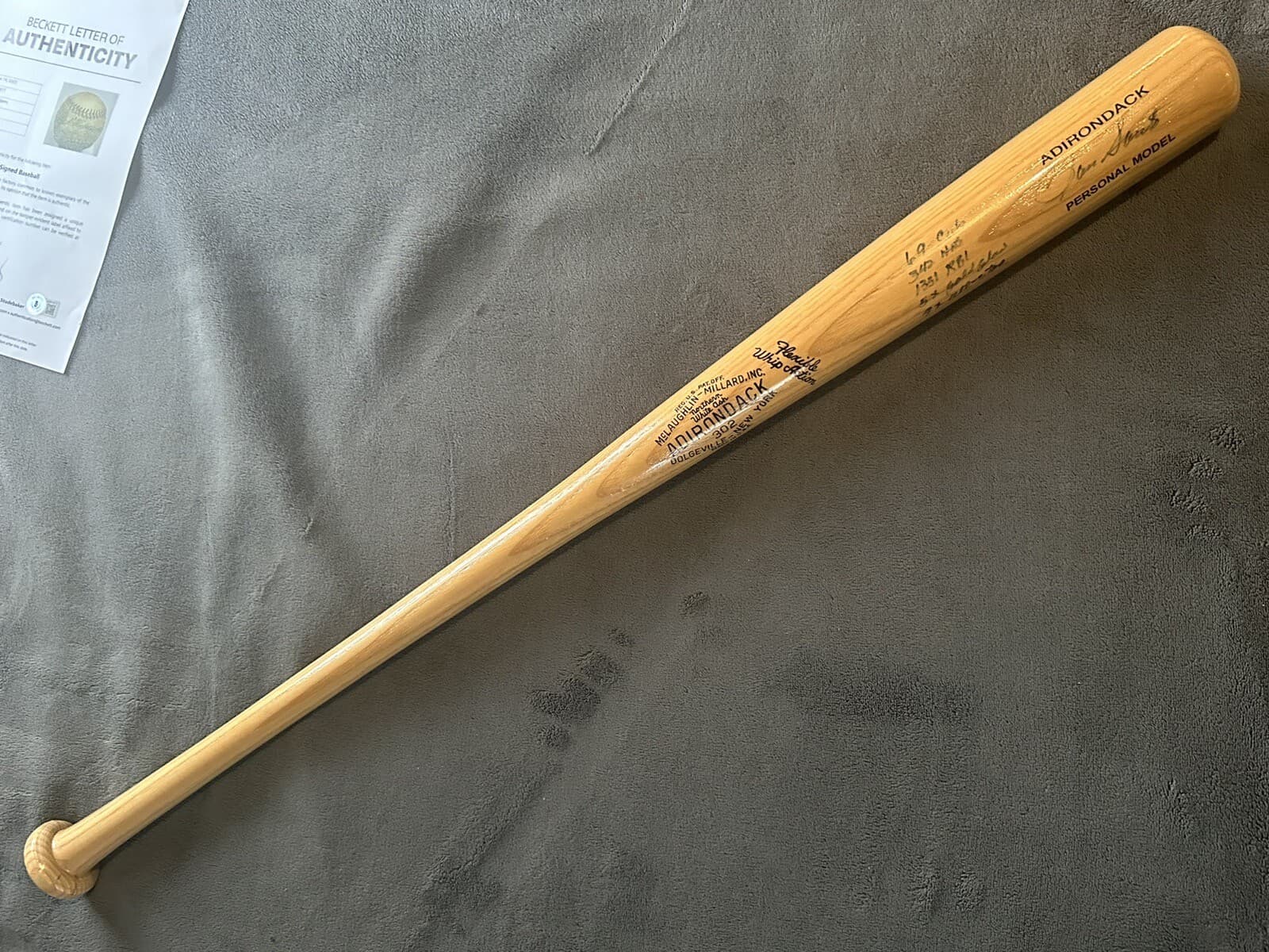 Ron Santo Signed 7x Stat Bat Signed Bat Full Sized JSA LOA Sids Graphs COA Cubs