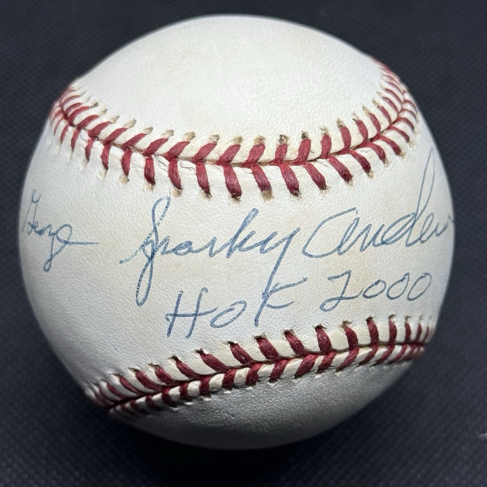 George Sparky Anderson HOF 2000 Full Name Signed Baseball Reds JSA COA